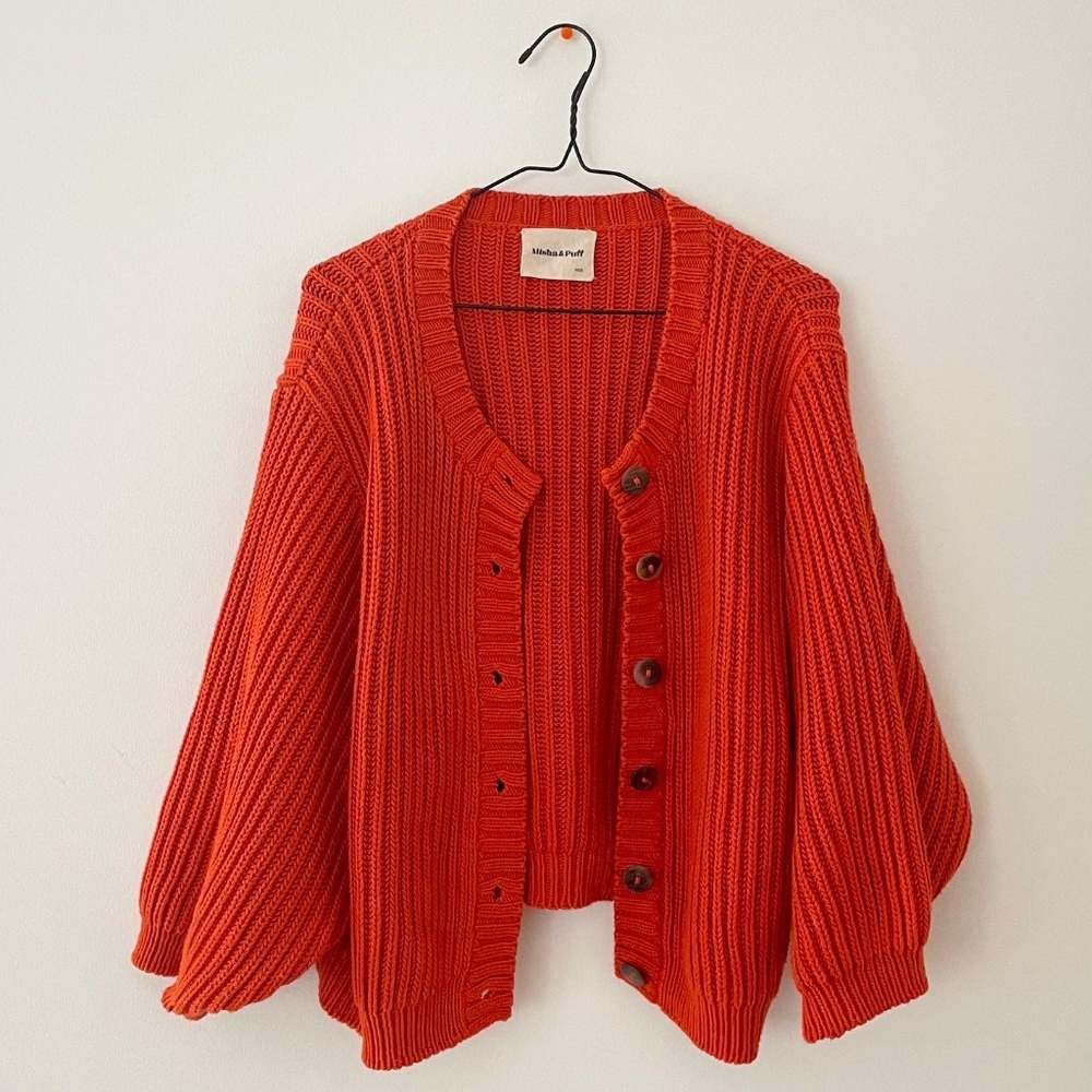 Misha & Puff Cotton Fisherman Cardigan Persimmon